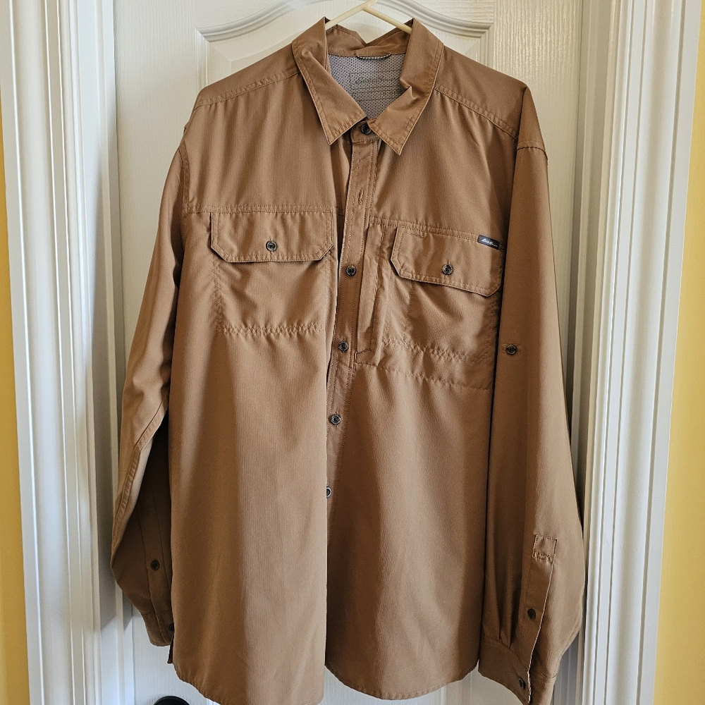 Eddie Bauer Men's Lightweight Brown Utility Shirt Jacket